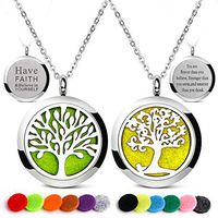 RoyAroma 2PCS Mini Diffuser Necklace Aromatherapy Essential Oil Diffuser Necklaces Locket Pendant Stainless Steel Perfume Lettering Necklaces with 24PCS Felt Pads