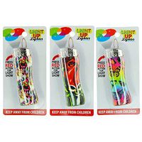3 Pack Light-Up Printed Pocket Lighter, Refillable, Colorful Fashion Designs - Butterflies, Skull, Rose