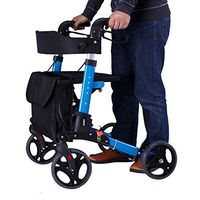 GYZ GY Aluminum Alloy Walker for The Elderly, Disabled Simple Wheelchair Lightweight Luxury Adjustable with Brake Belt Seat Shopping Cart Medical Supplies (Color : Blue)