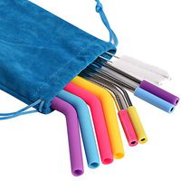 CHICHIC Stainless Steel Drinking Straws Silicone Reusable Straws Extra Long Metal Tumbler 10.5 Inch Straw for 30 20oz Yeti Cup Rambler Mugs Fit RTIC Ozark Trail SIC RTIC Rumblers, Set of 8 with Brush