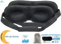 Rubark Sleep Mask - Eye Mask for Sleeping Men and Women - 3D Contoured Design with Adjustable Strap - 100% Light Blocking Ergonomic Blindfold Eye Cover - (Bonus Sleep Mask, Ear Plugs and Carry Pouch)
