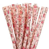 Biodegradable Paper Straws Rose And Pink Floral (50)