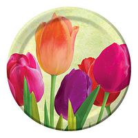 Creative Converting 8 Count Sturdy Style Paper Spring in Bloom Lunch Plates, 7", Pink/Coral/Purple/Green