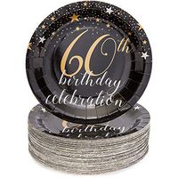 Sparkle and Bash 60th Birthday Paper Plates (80 Count), 9 Inches