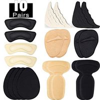 10 Pairs Shoe Filler and Heel Pads Inserts, Adjustable Big Shoe Toe Inserts Heel Grip Cushion Inserts Anti-Slip Shoe Pads Metatarsal Pads for Women Men Shoes Heels Sneakers, Black and Beige