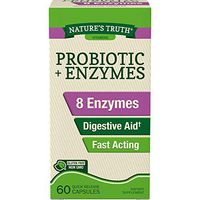 Probiotics with Enzymes | 60 Capsules | Stomach Friendly for Men and Women | Non-GMO, Gluten Free | by Natures Truth