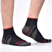 2 Pair Plantar Fasciitis Socks Black & Red Heel Pain Foot Pain Relief Arch Support Running Gym Compression Foot Socks & Low Cut Foot Sleeves by iSupportPosture (Small/Medium, Black/Red)