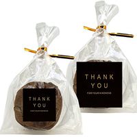 Flat Cellophane Bags with "Thank You" Square Sticker for Gift Packaging, Pack of 40 (9x13cm, Black)