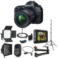 Canon EOS 5D Mark IV with EF 24-70mm f/4L IS USM Lens - Bundle with Atomos Ninja V Monitor, Noga Large Cine Arm, Clar 360B Bi-Color 36W SMD LED Studio Light, Sennheiser Lavalier Wireless Set, and More