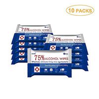 Alcohol Detergent Wipes (10 Packs,100Wipes),Large Wet Wipes,75% Soft Alcohol Wipes for All-Purpose Cleaning