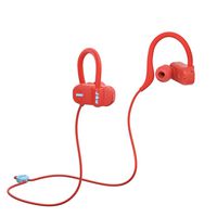 JAM Live Fast Workout Earphones  30 ft. Bluetooth Range, IP67 Sweat Resistant Earbuds 3 Sizes Included, 12 Hour Battery Life, Hands-Free Calling Red