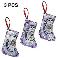 Christmas Tree and Fireplace Decoration Purple-Blue Mandala Trendy for Funny Xmas Party