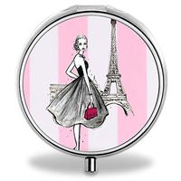 Designed Girl Effiel Tower Pocket Pill Case Waterproof Pill Holder Small Travel Metal Pill Case For Purse