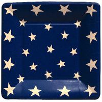 4th of July Party Supplies Paper Plates Luncheon Size Flag Stars and Stripes 16 Count 7 inch Square