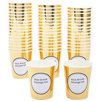 Sparkle and Bash Drink Marker Paper Cups (Gold Foil, 9oz, Pack of 50)