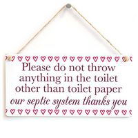 Meijiafei Please do not Throw Anything in The Toilet Other Than Toilet Paper - Cute Love Heart Septic Tank Notice Door Sign for Bathroom Or Toilet 10"x5"