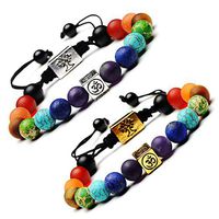 Men Women Braided Adjustable 7 Chakras Braided Rope Natural Stone Yoga Beads Bracelet