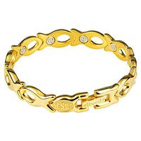 Divoti Christian Fish PVD Gold 316L Magnetic Bracelet for Women-6.5"