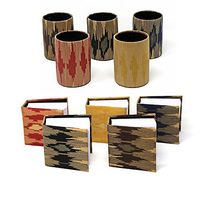 Serene Spaces Living Brocade 2 Piece Gift Set - Pen Holder and Paper Pad in a Gift Bag Handmade by CPAA, India