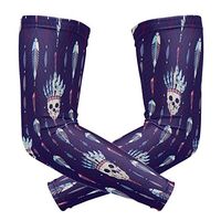 LEVEIS Day of The Dead Sugar Skull Arm Sleeves UV Protection for Men Women Sunblock Protective Gloves Running Golf Cycling Driving Long Arm Cover 1 Pair