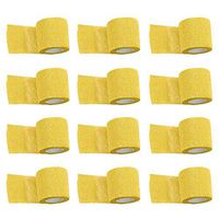 ESUPPORT 2 Inches X 5 Yards Yellow Self Adherent Cohesive Wrap Bandages Adhesive Wounds Strong Elastic First Aid Tape for Sport Wrist Ankle 12 Count