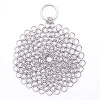 Rape Flower Stainless Steel 316 Cast Iron Cleaner Brush Scrubber for Cast Iron Pan Cast (A)