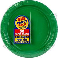 Amscan Big Party Pack Festive Green Paper Plates | 7"| Pack of 50 | Party Supply - 640013.03