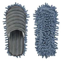 Microfiber Mop Slippers Dust Mop Slippers Multifunction Floor Cleaning Mop Slippers Hair Cleaner Detachable Mopping Shoes House Cleaning Mop Microfiber Sole Grey Large