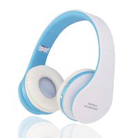 BGVIP New Over Ear Bluetooth Headset Wireless Hi-Fi Stereo Surround Sound with Built-in Mic and Wired Mode for PC/Cell Phone/TV (White-Blue)