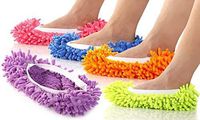 Multi Function Micro-Fiber Washable Dust Mop Slippers Cleaning Shoes - Easily Clean Your Floor Without Breaking Your Back (4 Pairs, Purple)