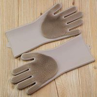 ZZXXBB Silicone Washing Gloves Houseware, Kitchen Thickened Durable for All-Purpose-Light Grey L