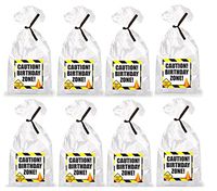Construction Colored Caution! Birthday Zone! Party Favor Bags with Ties - 12pack