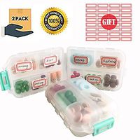 Pill Organizer 10 Compartments Travel Portable, Pill Case for Purse, Pill Box for Vitamin 2Pcs (white2)