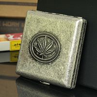 MODEBESO(TM) Gastrodia Elata Leaf Silver Color Copper Metal Cigarette Case Holder China Holds 20 Cigarette
