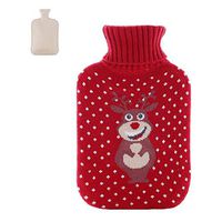 2L Cute Hot-Water Bottle Water Bag Water Injection handwarmer Pocket Deer Red