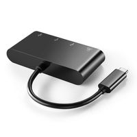 TNP USB Type C Hub with Ethernet Adapter - USB-C to 3 Port SuperSpeed USB 3.0 Type A Hub Converter with RJ45 10/100/1000 Gigabit Network LAN Converter Combo Adaptor Card Cable Wire Cord