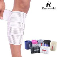 Runworld (1 Pair Elastic Calf Shin Compression Bandage Brace Thigh Leg Wraps Support for Sports, Weightlifting, Fitness, Running - Knee Straps for Squats Men Women (White)