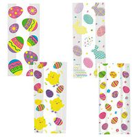 Easter Cello Treat Bags - 4 Assorted Styles Featuring Eggs Chicks and Bunny for Party Favor Loot Candy or Prizes - Cellophane Gift Basket Bags - 80 Piece Set