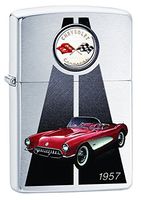 Zippo Lighter Chevy Corvette 1957 Brushed Chrome