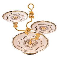 AXZHYX Bowl Fruit Plate, Creative Ceramic Three-Layer Fruit Plate European Three-Layer Cake Frame Dried Fruit Plate Home Decoration Hotel Tableware Home Noodles Boiled Fish Soup Bowl