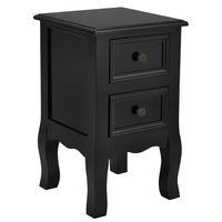 Giantex Nightstand Wooden Mini W/ 2 Storage Drawers for Living Room Bedroom Kid's Room Storage Accent Home Funiture End Table (1, Black)