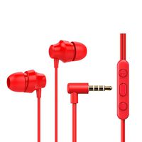 in-Ear Headphones, Earphones with Microphone and Volume Control, Crystal Clear Sound Earbuds, Ergonomic Comfort-Fit, Red