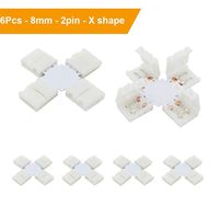 10Pcs 2Pin X Crossing Shape Connector 8mmLED Strip Connector for Quick Splitter Connection 12V for 3528 5050 5630 RGB