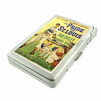 Perfection In Style Metal Cigarette Case with Built in Lighter Vintage Baseball Design 008