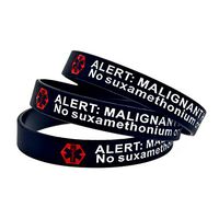BAIYI Malignant Hyperthermia Alert Bracelet No Suxamethonium Or Volatile Agents Black Silicone Medical ID Wristbands 7.8in - 3Pack