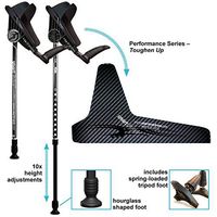 smartCRUTCH Performance Series Forearm Crutch with Premium Spring Loaded Flextip, 15-90 Degree Rotation - 2 Adult Ergonomic Adjustable Walking Aids - Medium (Shortened Leg), Toughen Up