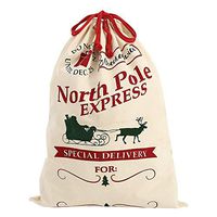D.Home Christmas Gift Bags Santa Sack Personalized for Kids Canvas Burlap Blank Christmas Gifts Bag Drawstring Extra Large Size 27.5"x19.5" (K)