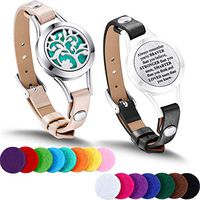TOODOO 1 Pieces Essential Oil Diffuser Bracelet Aromatherapy Oil Bracelet Locket Bracelet with 2 Leather Bands and 15 Color Pads, Girls Women Jewelry Gift Set (Tree of Life)