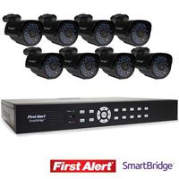 First Alert SmartBridge DVR Video Security System, 16-Channel and 8 Night Vision 560-TVL Cameras (DCA16810-560BB)