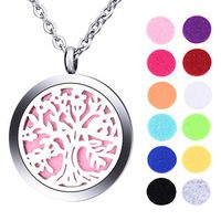 VALYRIA Tree of Life Aromatherapy Essential Oil Diffuser Necklace - Stainless Steel Locket Pendant with 12 Refill Pads